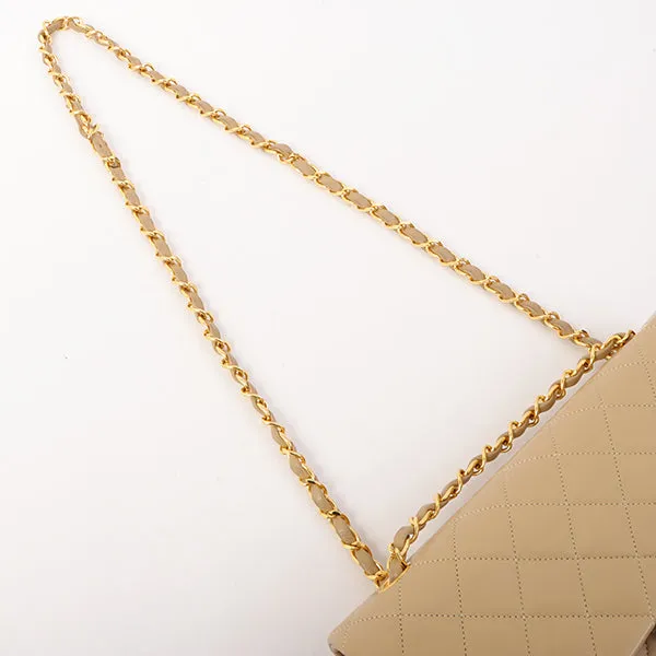Chanel Around 1990 Made Classic Flap Chain Bag 25Cm Beige