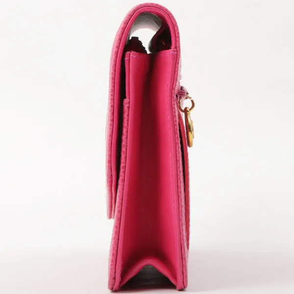 Chanel Around 1997 Made Caviar Skin Cc Mark Stitch Chain Wallet Fuchsia Pink